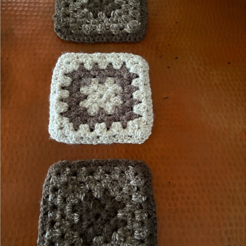 Handmade New Crochet Potholders Set Brown and Cream